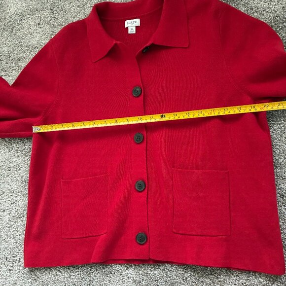 J. Crew Cardinal Red Polo Cardigan Knit Sweater - Picture 9 of 10